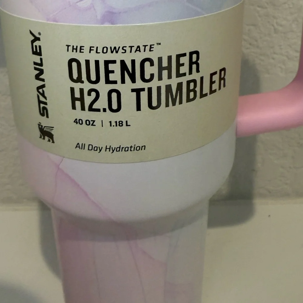 Stanley Watercolor Tulle Pink 40 oz Tumbler Water Cup Quencher H2.0 FlowState - Picture 3 of 10